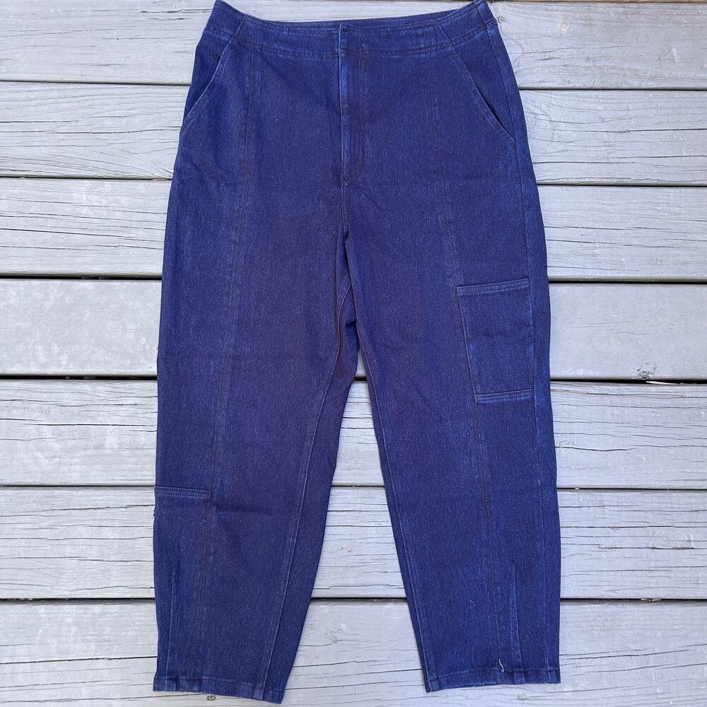 Anthropologie Pilcro Dark Wash Denim Utility Cargo Pants Jeans Size 32